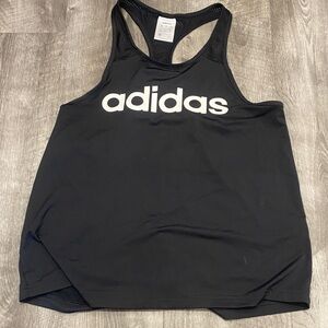 Adidas Women's Black Tank Top with White Logo